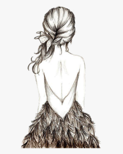 Девушка сзади рисунок