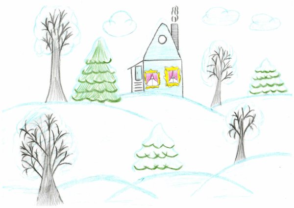 Рисунки зимы для срисовки