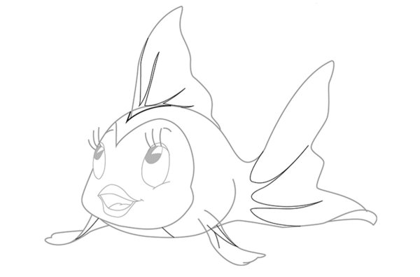 Поэтапное рисование золотой рыбки