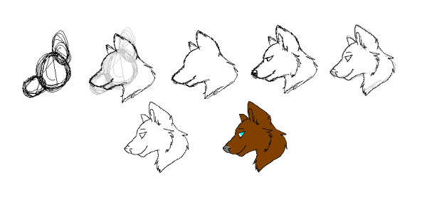 Голова волка поэтапно