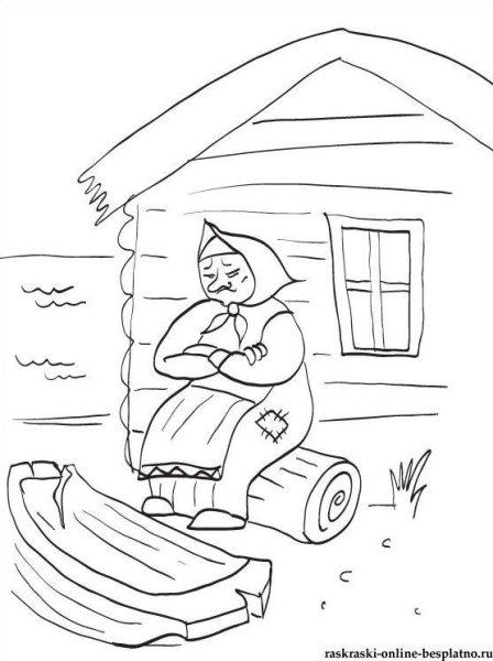 Старуха из сказки Пушкина о рыбаке и рыбке раскраска