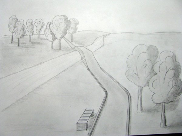 Дорога рисунок карандашом