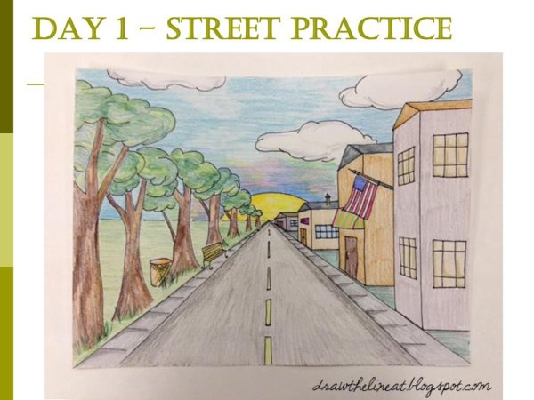 Линейная перспектива городской пейзаж