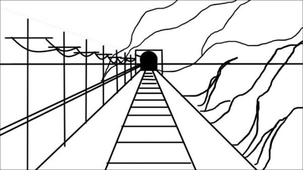 Линейная перспектива для детей железная дорога