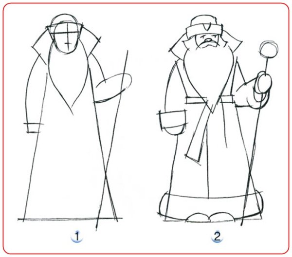 Поэтапное рисование Деда Мороза