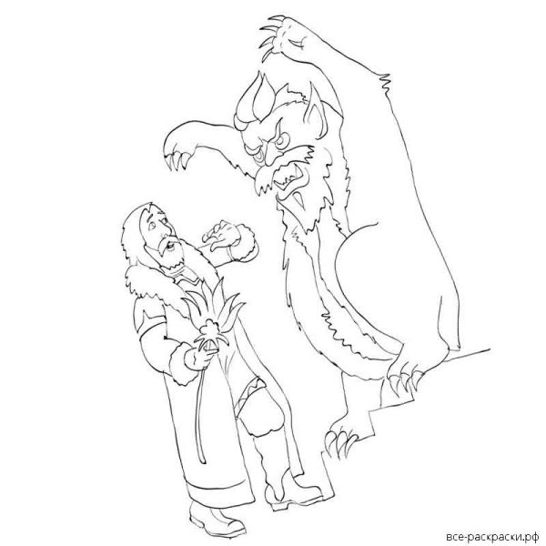 Раскраски по сказке Аленький цветочек Аксакова