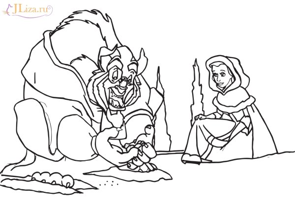 Чудовище из сказки Аленький цветочек раскраска