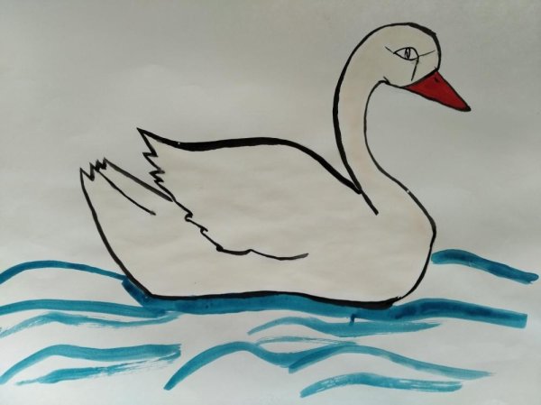 Лебедь детский рисунок