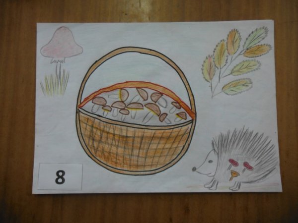 Рисование корзинка с грибами