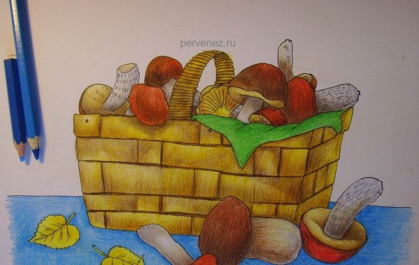 Корзинка с овощами раскраска