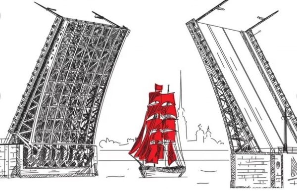 Дворцовый мост в Санкт-Петербурге рисунок