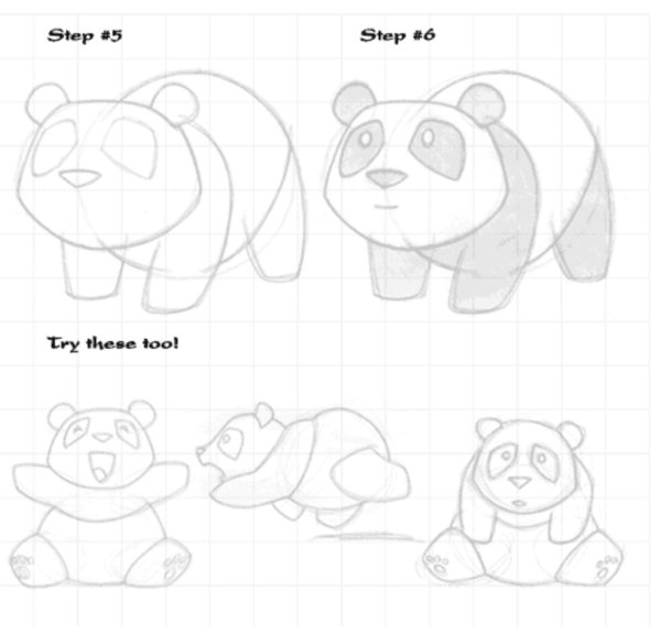 Нарисовать панду пошагово