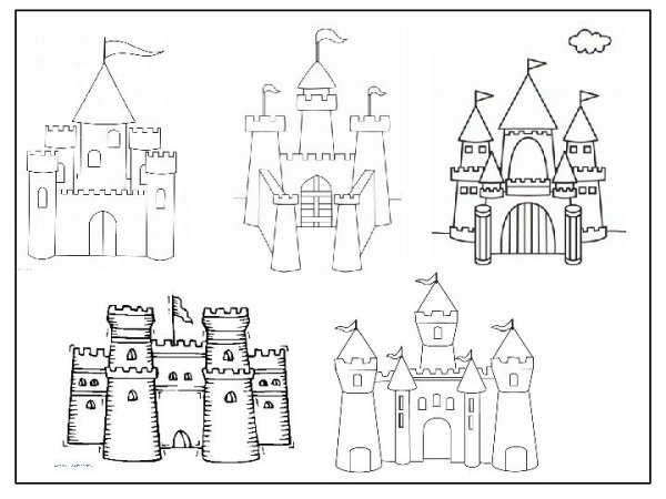 Поэтапное рисование замка для детей