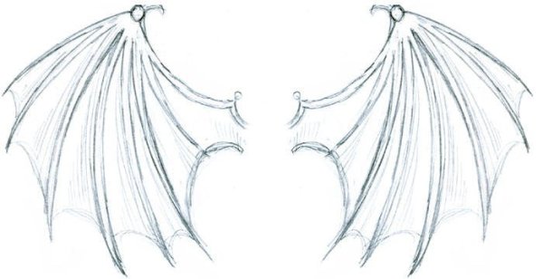 Крылья демона карандашом
