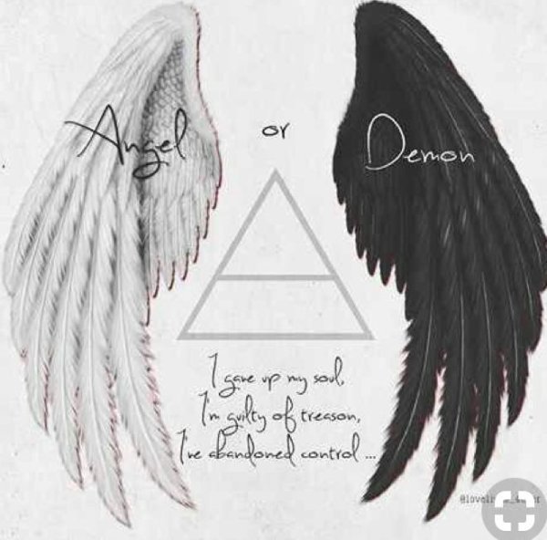 Тату Крылья ангела и демона