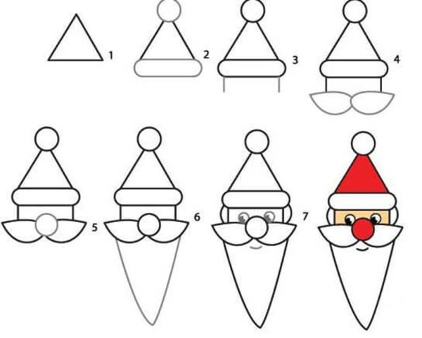 Поэтапное рисование Деда Мороза