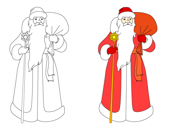 Рисование Деда Мороза карандашом