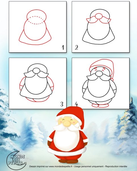 Нарисовать портрет Деда Мороза поэтапно