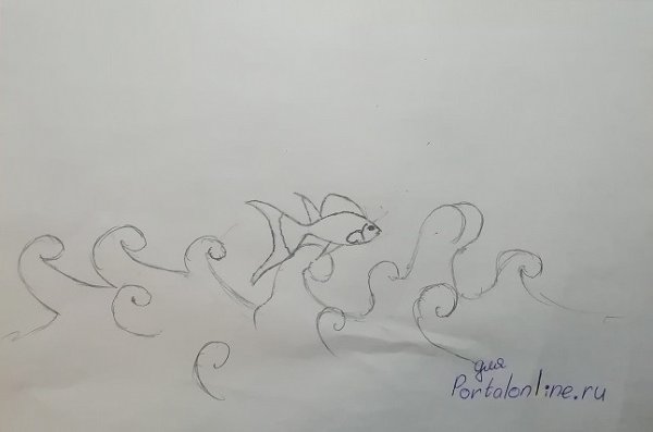 Сказка о рыбаке и рыбке рисунок простым карандашом