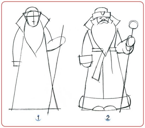 Поэтапное рисование снеговика