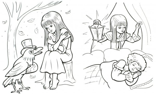 Раскраска Кай и Герда Снежная Королева