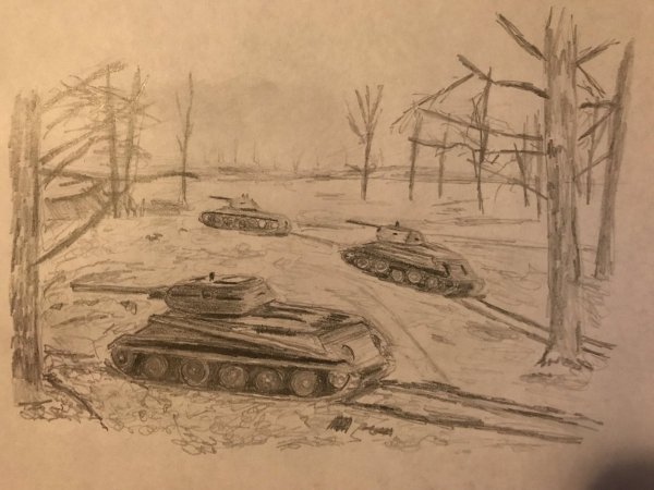 Пейзаж войны карандашом