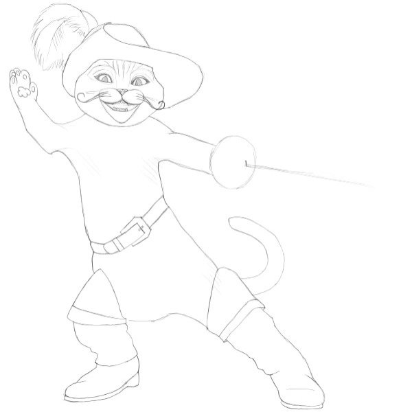 Кот в сапогах рисунок