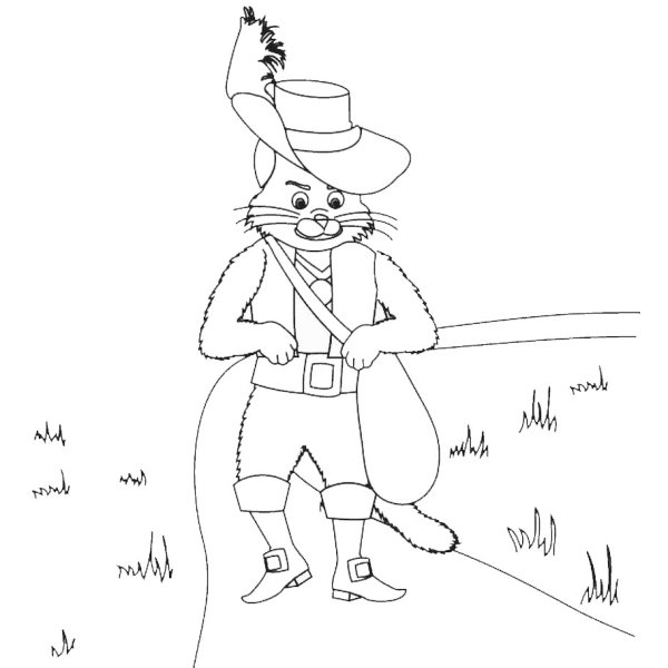 Поэтапное рисование кота в сапогах