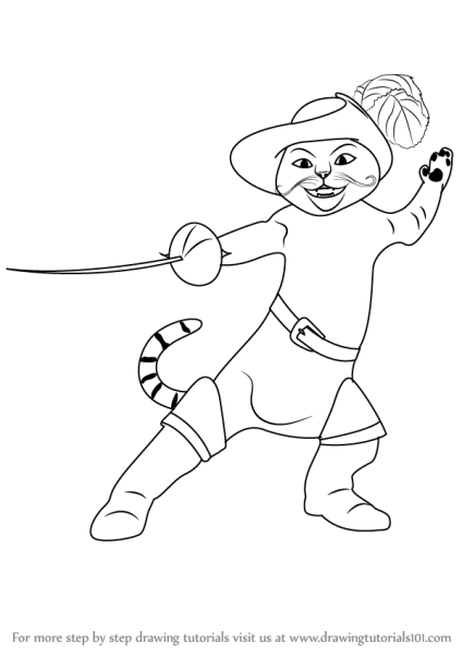 Кот в сапогах трафарет