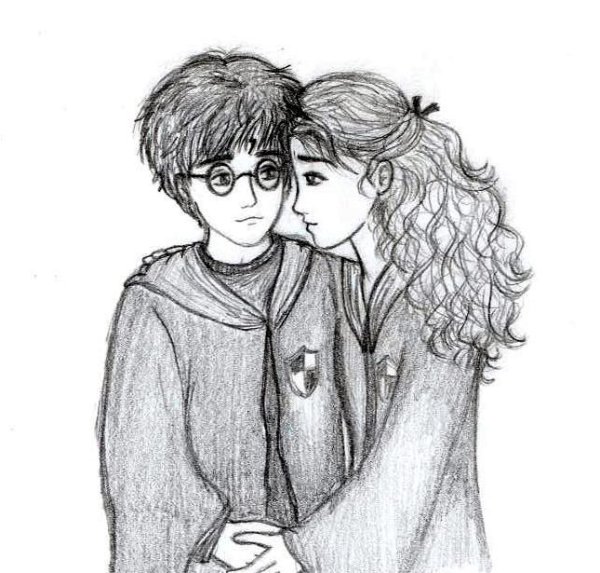 Гарри Рон и Гермиона нарисованные