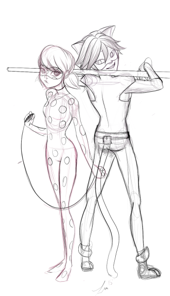 Леди баг и супер кот карандашом