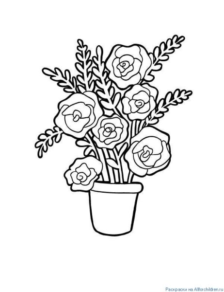 Ваза с цветами раскраска