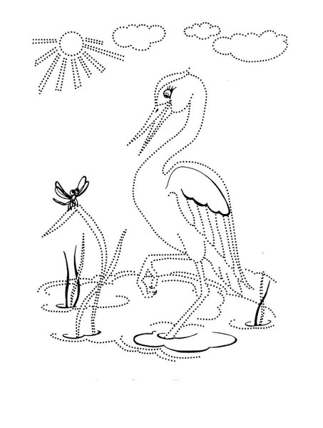 Цапля раскраска