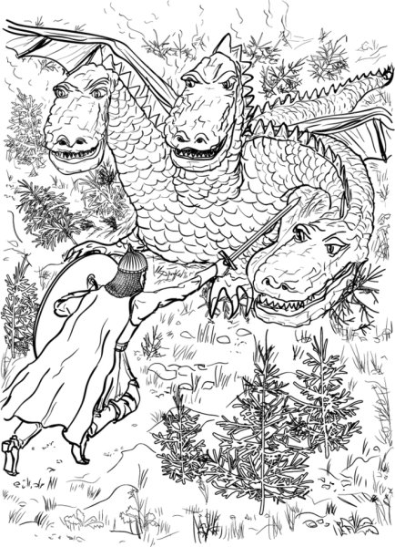 Раскраски Рыцари и драконы