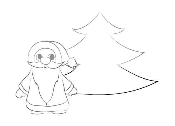 Рисунок дед Мороз и елка легкий рисунок