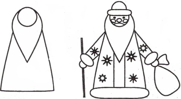 Поэтапное рисование Деда Мороза и Снегурочки