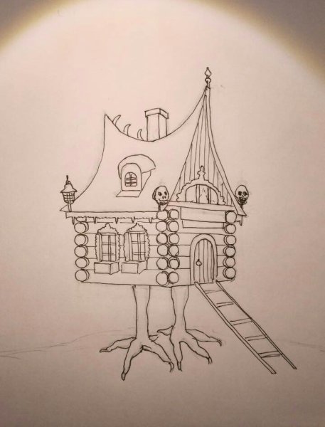 Домик на курьих ножках рисунок