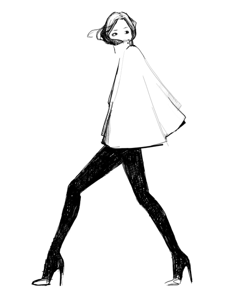 Зарисовки девушек карандашом в полный рост