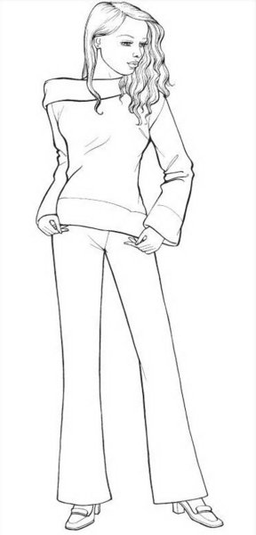 Девушка карандашом в полный рост