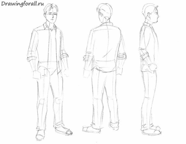 Мужской силуэт карандашом