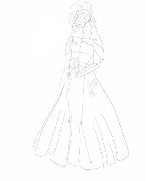 Девушка в платье рисунок легкий