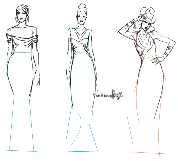 Рисунок девушки карандашом в полный рост