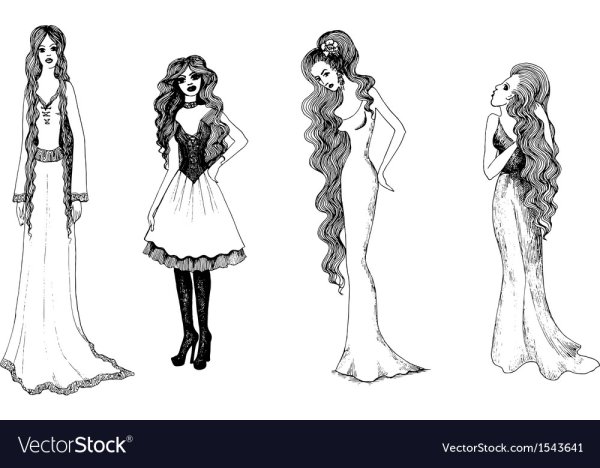 Девочка в платье для срисовки