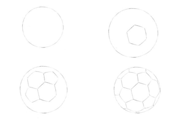 Футбольный мяч карандашом