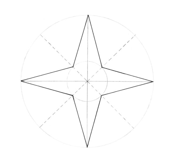 Звезда четырехконечная контур