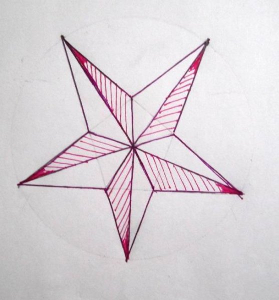 Объемная звезда карандашом