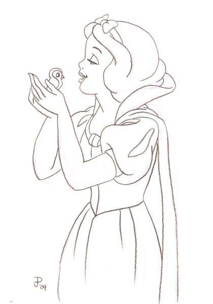 Рисунок Белоснежки для срисовки