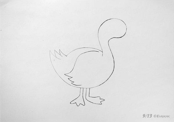 Утка рисунок карандашом для начинающих