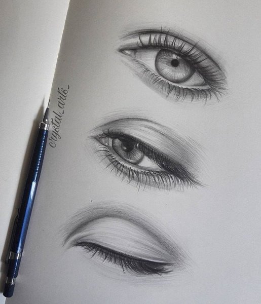 Закрытый глаз карандашом