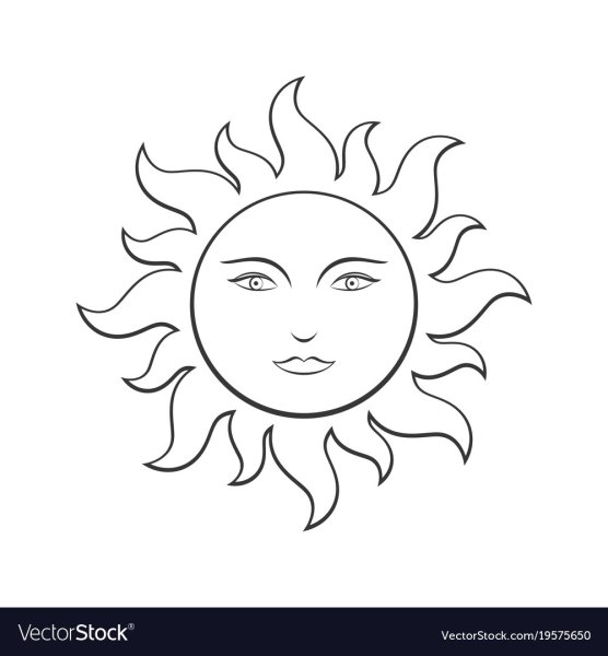 Солнце рисунок карандашом